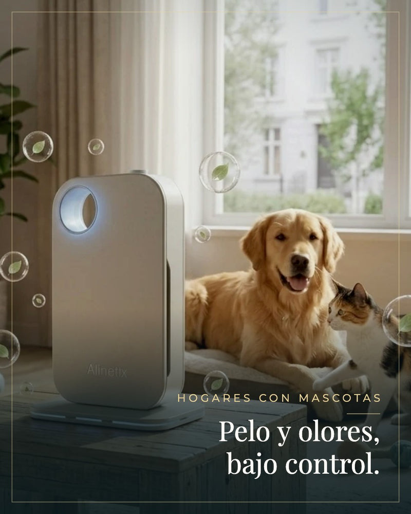 Purificador Alinetix en un hogar con perro y gato